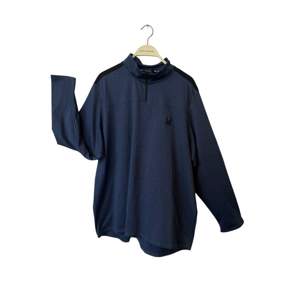 SPYDER ACTIVE MENS 3/4 ZIP LONG SLEEVE PULLOVER JACKET LIGHTWEIGHT NAVY